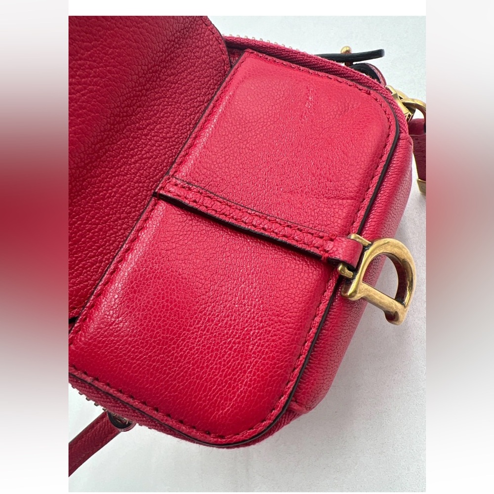 Christian Dior Saddle Shoulder Strap PouchGoatskin Mini Raspberry Pink - Picture 3 of 7